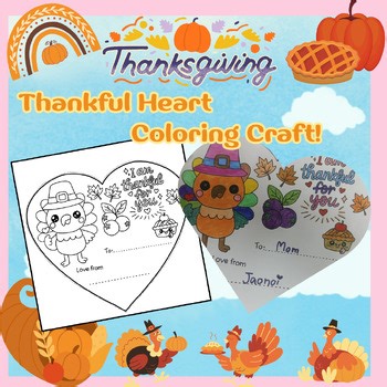 Thankful Heart Coloring Craft! | Printable Thanksgiving Activity for Kids