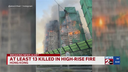 At least 13 killed in high-rise fire in Hong Kong