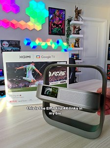 Big-screen vibes anywhere 🍿 The Elfin Flip 4K Projector turns any room into your own private theater. Check out the launch offer through the link in my bio! @XGIMI #XGIMI #elfinflip4k #setup #gamer #gaming