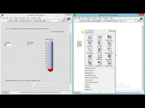 To convert the temperature from celsius to fahrenheit using LabVIEW