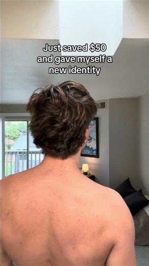 Men’s version of self care 🧜🏽‍♂️💇🏽‍♂️#mermancut #diyhaircut #mullet