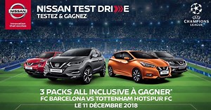 107K views · 92 reactions | Réservez votre TEST DRIVE et tentez de GAGNER l’un des trois packs (voyage tous frais inclus pour deux personnes à Barcelone) afin d’assister au match de la Champions League entre le Barça et Tottenham du 11 décembre. Réservez sur : https://my.nissan/reserver-un-essai #NISSANTESTDRIVE | Nissan | Facebook