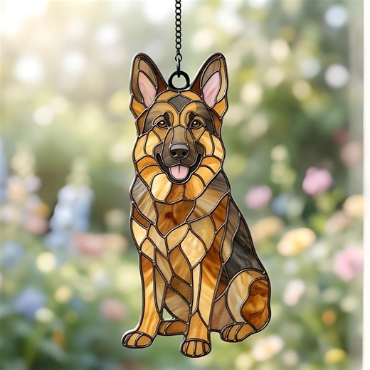 German Shepherd Suncatcher, Loyal Dog Window Hanging, Pet Memorial Wall Decor, Gift for German Shepherd Owners, Canine Home Ornament - Etsy