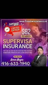 Super Visa Insurance Canada – Affordable Coverage for Parents & Grandparents 🇨🇦 Looking for low-cost Super Visa Insurance in Canada? Now is the perfect time to secure government-approved health insurance for your parents or grandparents visiting Canada. ✅ Super Visa Insurance Starting at $62/month (For applicants under age 60, no pre-existing medical conditions, $1,000 deductible) What This Super Visa Insurance Plan Covers: ✔️ Emergency medical coverage in Canada ✔️ Meets IRCC Super Visa insur