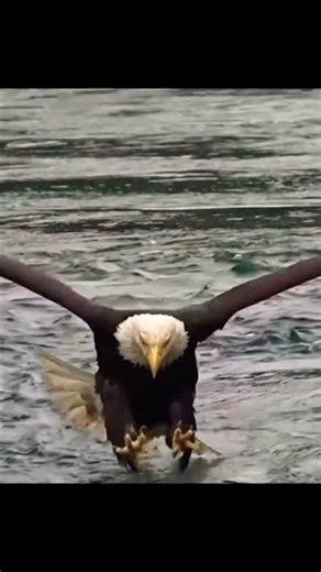 Eagle Snatches a Fish Mid-Air in Seconds! 🦅🐟 #Eagle #Wildlife #Nature #BirdOfPrey