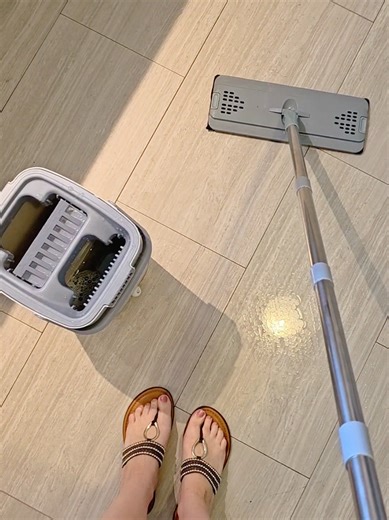 This mop wringer bucket makes floor cleaning way faster. Separate clean/dirty water system and super easy squeeze. No bending, no mess, no gross mop water. Low effort, high shine floors. ✨ Linked above. #HomeHack #CleanWithMe #TikTokShop #mopping #cleantok