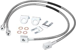 25'' Rear Extended Brake Line Fit for Jeep Cherokee XJ 2WD 4WD 1984-2001 Wrangler YJ 4WD 1987-1995 TJ 4WD 1997-2006, Fit for 4-6'' Suspension Lift Replace 89703, Stainless