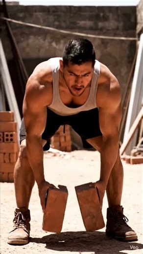 A bodybuilder is using bricks as weights for his workout 💪#gym #bodybuilding #wwe
