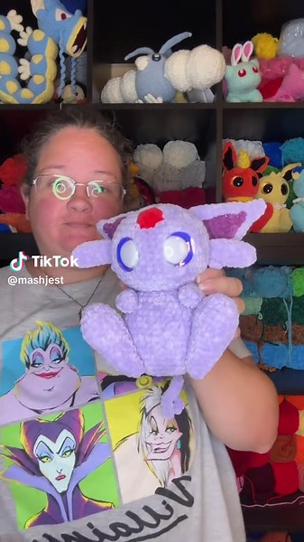 Daytime, friendship and a fairy move. Now eevee is espeon! Pattern by pebble crochet. #crochet #crochetok #pokemon #eeveelution #espeon