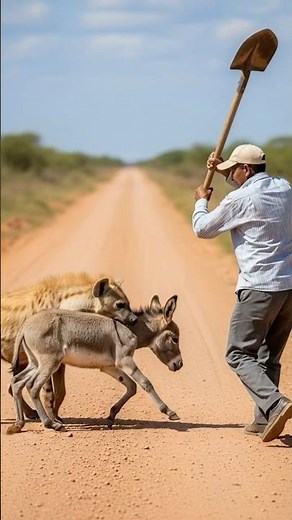 Brave Donkey Owner Fights Off Hyena to Save the Foal