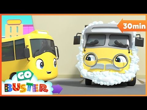 Muddy Buster Pulls a Prank at the Carwash | Go Buster | Baby Cartoon | Kids Video | ABCs and 123s
