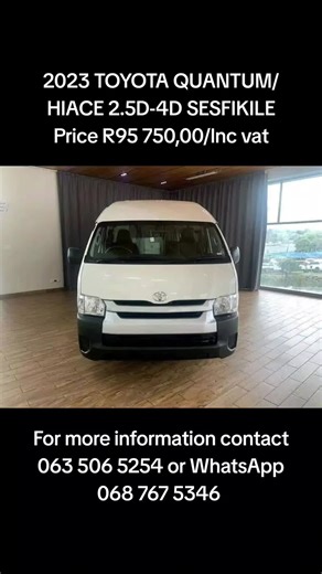2023 Toyota Quantum/Hiace for Sale at R95,750
