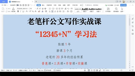 老笔杆公文写作实战课，“12345 N”学习法，体制内老笔杆子写材料（共50讲）