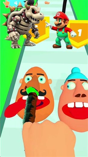Mario & Gogo Gaga ESCAPE the Giant Finger! Finger Runner 3D #gaming #shorts #shortfeed #viralshorts