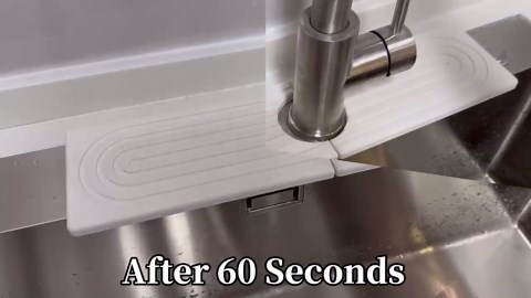 Faucet Mat Splash Guard, Stone Sink Tray - Water Absorbing, Fast Drying - Suitable for Kitchen & Bathroom (White, 15.7*3.9Inch)