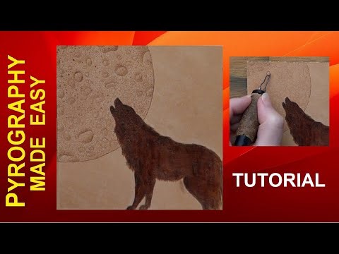 Wood burning for beginners - leather drink coasters - pyrography tutorial (howling at the moon)