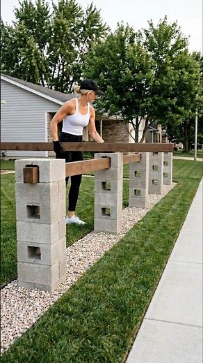 DIY Modern Cinder Block & Timber Front Yard Fence | Satisfying Stop Motion Backyard Build #diy