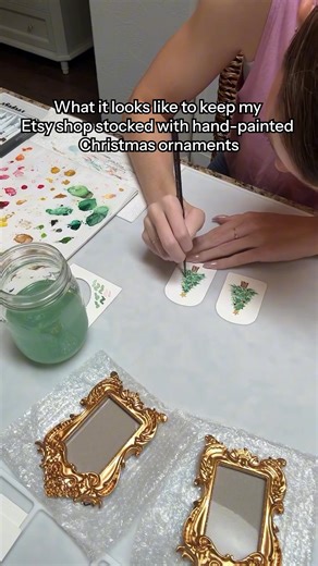 55K views · 208 reactions | Turning my tree into an art gallery this year thanks to miniature holiday watercolors by Etsy seller HandPaintedbyJuliet  https://etsy.me/48ZVvQf | Etsy | Facebook