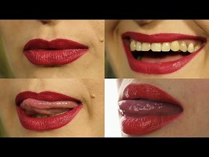 Ultra Closeup Of Lip Licking / Teeth and Tongue | Mouth Play Macro Shots