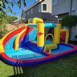 BOUNTECH Inflatable Water Slide, Kids Water Park Jump Castle w/Large Splash Pool, 2 Climbing Walls & Cannons, Water Slides Inflatables for Kids, Backyard Outdoor Water Slide Bounce House with Blower