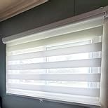 LazBlinds No-Drill Cordless Zebra Blinds - Dual Layer Light Filtering & Room Darkening, Free-Stop Lift, Easy Install, Day & Night Privacy with Valance for Window 30.5" W x 72" H, White