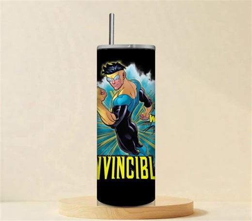 Invincible Superhero Tumbler: Comic Style 20oz Stainless Steel Cup - Etsy