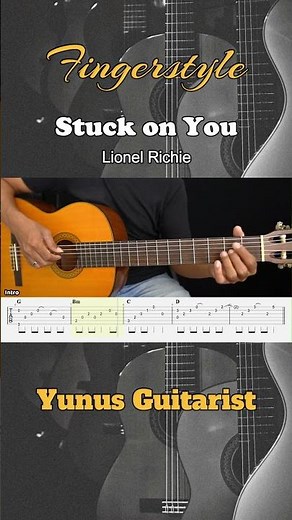 [INTRO] Stuck on You - Lionel Richie - Fingerstyle Guitar Tutorial + TAB & Lyrics #fingerstyle