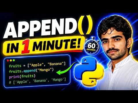 python append() in 1 minutes | append in python | python tutorial for beginers