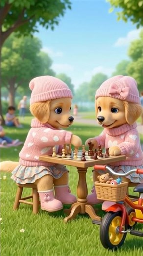 Adorable Puppy Chess Match! 💖🐶 Who Wins?