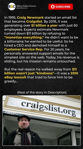 He Built Something Bigger Than Billions #shorts #success #billiondollarchoices #craigslist