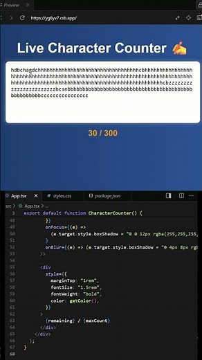 Mini Project #0 : 🔥Live Character Counter in React ⚛️ | Mini Project Idea for Beginners #shorts