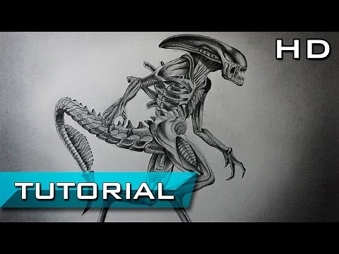 How to Draw a Xenomorph from Alien Covenant in Pencil Step by Step - Prometheus 2 Drawing Tutorial