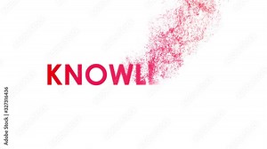 Knowledge word with dust particles motion effect