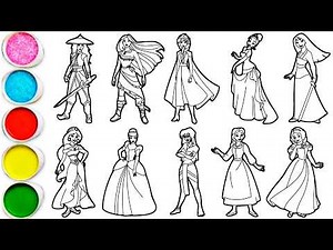 How to draw Princesses Disney - Raya, Pocahontas, Elsa, Tiana, Mulan, Jasmine, Cinderella, Kida