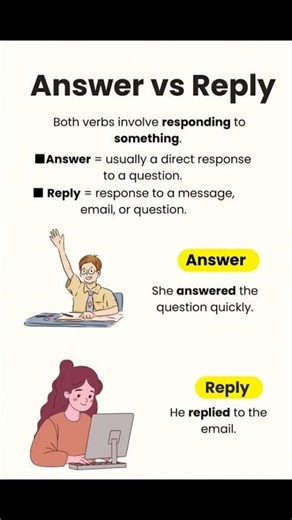 Answer Vs Reply | English grammar | learning English #vocabulary #answer #reply #verbs