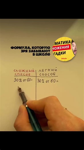 Как быстро найти процент: пример 30×60 и 3% — объяснение