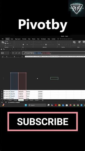 How to use Pivotby Function in Excel | #excel #pivotby #excelshorts