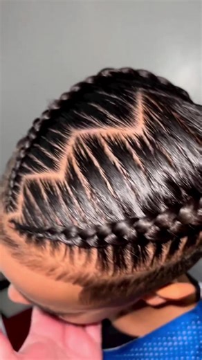 📸 No Filter Needed! 2 Stitch Braids with Zig Zag parting on half head #boysbraids #braidstyles #neatbraids #cleanparts #braidsareart #hairstylesforkids #stitchbraids #explorepage