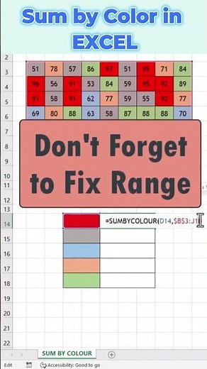 EXCEL Sum by color — easy trick to add colored cells automatically 🎨💡