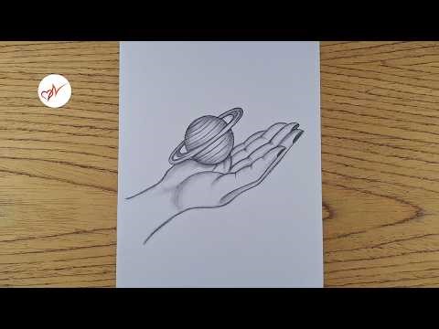 How to Draw a Hand Holding Planet | Easy Saturn Pencil Sketch Tutorial Step by Step