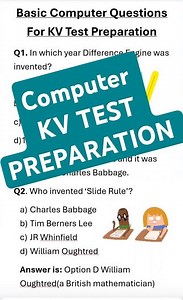 Basic Computer Questions For KV Test Preparation