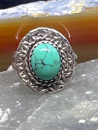 Vintage Arizona Turquoise and Sterling Silver Ring Artisan Hand Crafted Native American Ring Size 6.75 #soulfuljewels T088 - Etsy