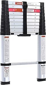 Lionladder 10.5FT ANSI Certified Type I Aluminum telescoping ladders - Extendable Slow-Down Telescopic Ladder (Black)