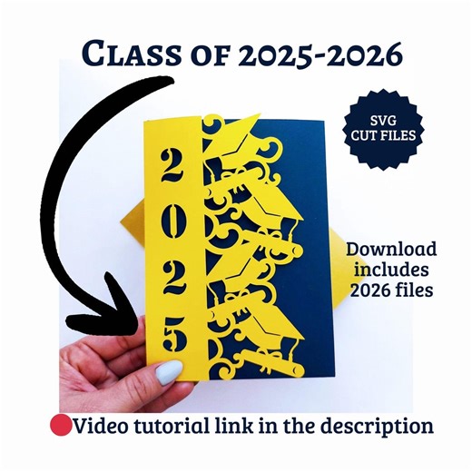 SVG Graduation Announcement Invitation Card Class of 2026 Cricut Cut File Tri Fold Pocket Holder Card Senior 2026 Silhouette Cameo Laser Cut - Etsy