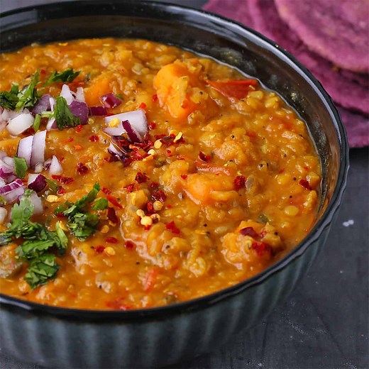 Easy Vegan Sweet Potato Red Lentil Dal Recipe - Vegan with Gusto