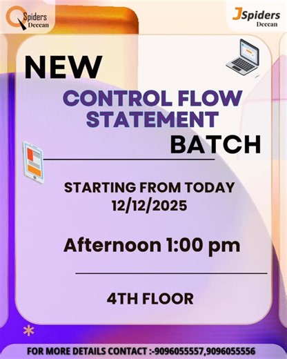 Qspiders Pune on Instagram: "New control flow statement batch starting from today . . . . . . . #qspidersdeccan #qspiders #pune #qspiderspunedeccangymkhana #punecity #job #career #jspidersdeccan"