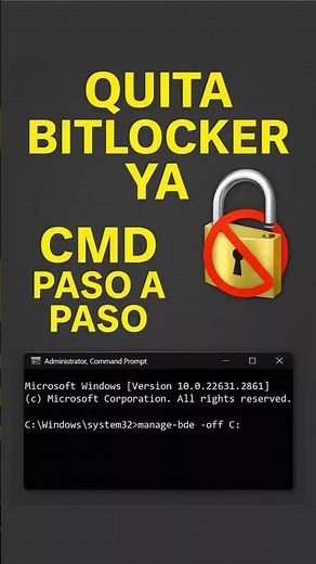 Como quitar BITLOCKER con un solo Comando CMD paso a paso!!! #bitlocker #lockbit #devicelock