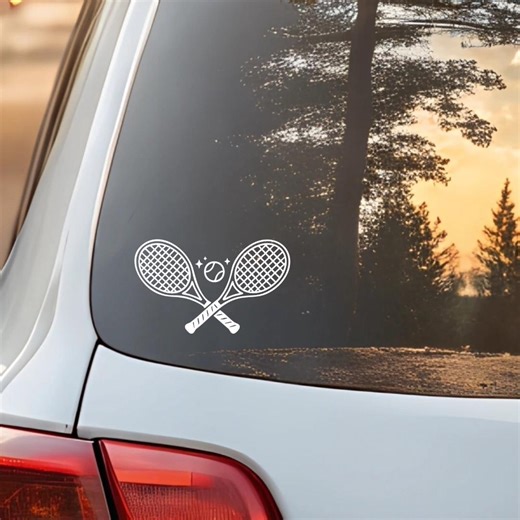 Tennis Racket Ball Vinyl Decal Sports Hobby Sticker for Car Bumper Window - Etsy