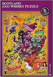 Scotland Whisky Puzzle - Hand-Drawn Jigsaw 1000 Piece Puzzle for Adults - Unique Motif of Scotch Whiskey