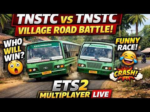 TNSTC vs TNSTC Bus Fight😆| ETS2 Multiplayer Village Road Gameplay Live #live #game #bussid #ets2